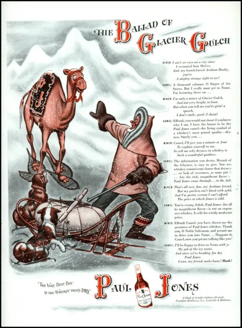 1943 Ballad of Glacier Gulch Paul Jones Whiskey Camel vintage art print ad adL60