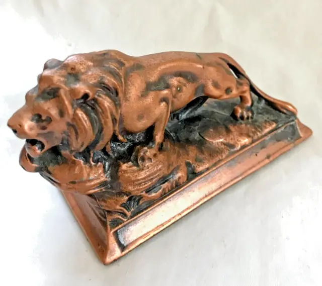 Vintage Coppertone Metal Lion Figurine