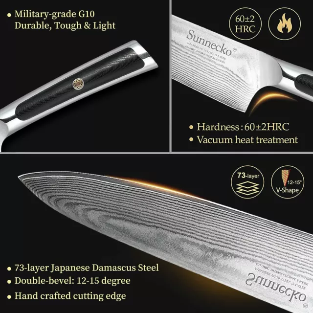 Japanese Damascus Kitchen Knife Set VG10 Steel Sharp Blade Chef Meat Cutlery 3