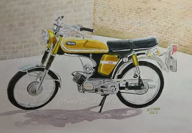 Yamaha FS1E "Fizzy" SS50 Moped   - Watercolour Print by Andy Crabb #405