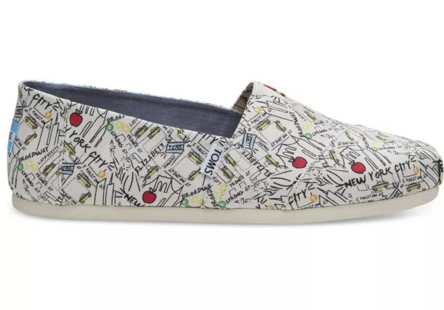 Toms New York City Map Men's Classic Alpargata 11.5 US Big 🍎 Apple Slip Ons NWT
