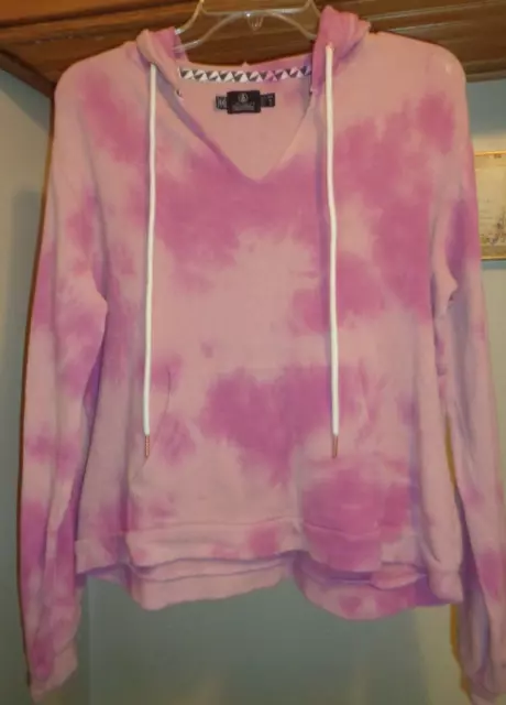 Volcom Lived In Lounge  Pink Tie Dye   French Terry Hooded   Sweatshirt New Sz M