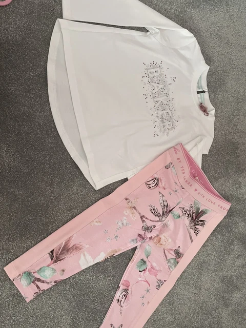 Set Ted Baker nuovo con etichette 18-24 mesi ragazze rosa abito bambino leggings top