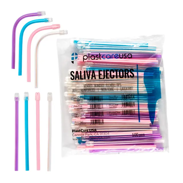 100 ASSORTED Dental Saliva Ejectors Ejector Disposable Suction Tips (1 Bag)