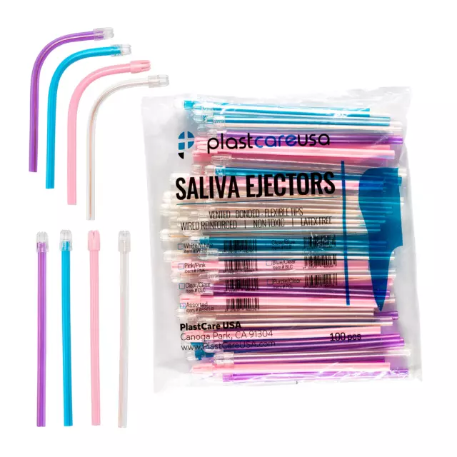 200 ASSORTED Dental Saliva Ejectors Ejector Disposable Suction Tips (2 Bags)