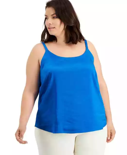 Bar III Women's Plus Size Blue Scoop-Neck Camisole Top - 2X - Blue