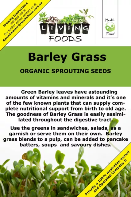 Barley Grass Organic Sprouting Seeds Microgreens Living Foods Garden Plants