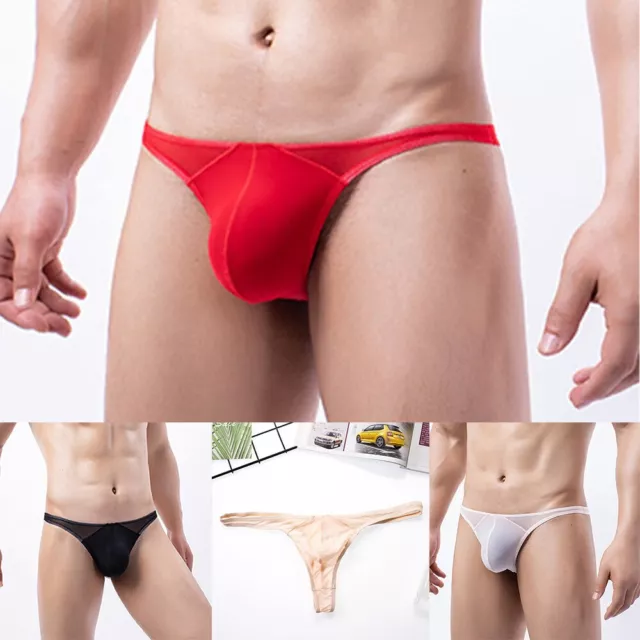 Sous-vêtements sexy pour hommes string en dentelle basse hauteur slips noir/rou