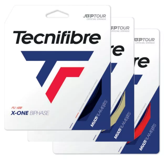 Tecnifibre X-ONE BIPHASE Tennis Racket String - 12m Set - Natural Black Red