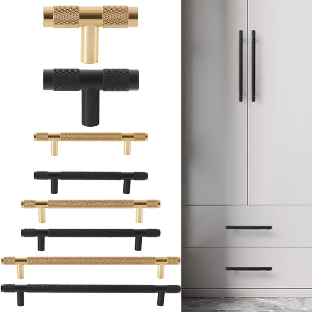 1 Pcs Kitchen Cabinet Door Drawer Cupboard Premium Knurled T Bar Handle 96-192mm