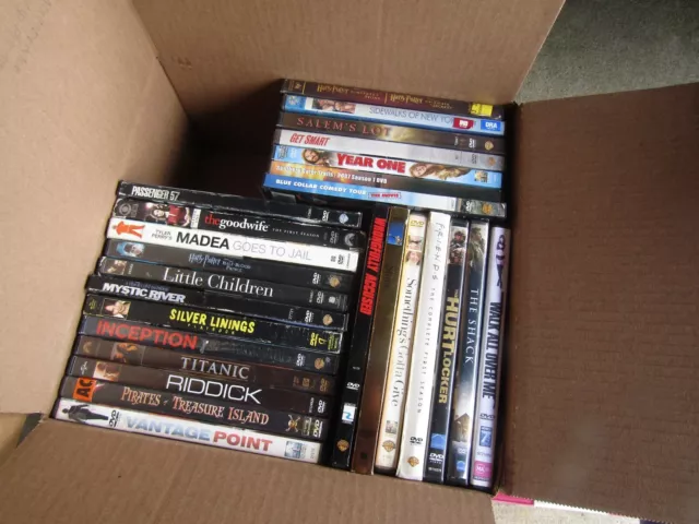 Huge Collection Lot Of At Least 25 Different Dvd Movies In A Large Flat Rate Box