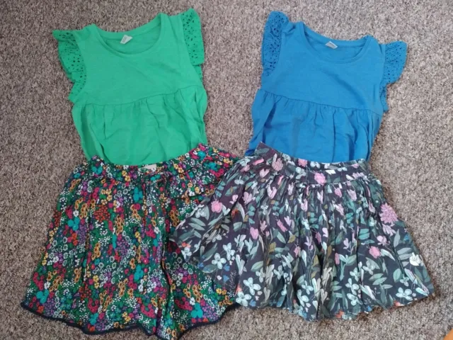 Girls Outfits Bundle Next Flowery Skirts And TU Tops 4-5 Years