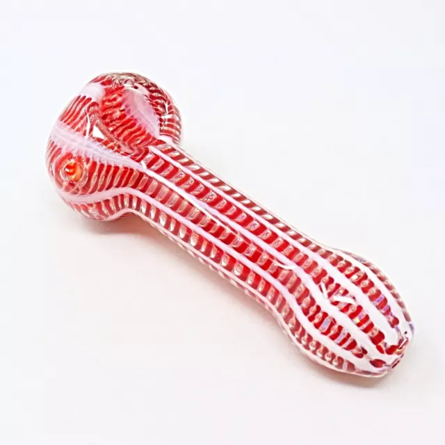4.75" Red Spider Web Style Glass Tobacco Smoking Herb Hand Pipe THB-68