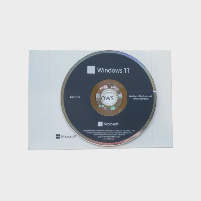 DVD Windows 11 PRO - Version: 21H2 (2021) - 64 bits - FR - ( Sans licence )