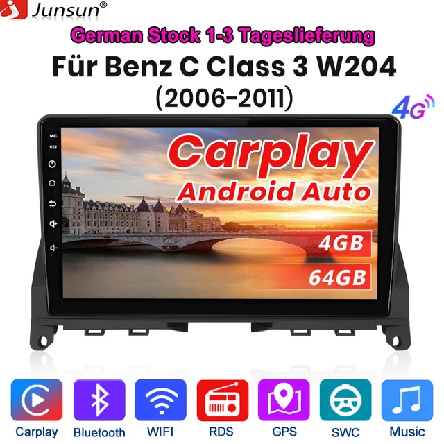Autoradio GPS Navi DAB Android12 Carplay 4+64 GB per Mercedes Benz W204 2006-2011