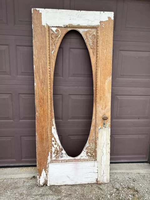 Antique Vintage Carved Wood Entry Door