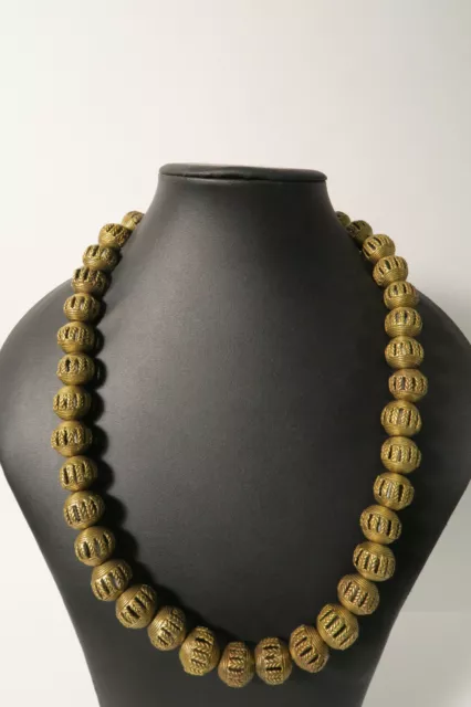 Strang Messingperlen Gelbguß CP67 20mm Ghana Brass Beads Ashanti Akan Afrozip