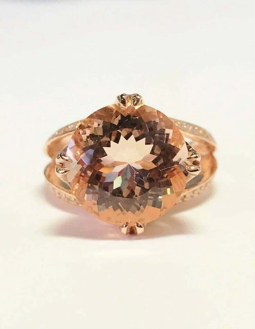 3.20Ct Round Cut Lab-Created Morganite Diamond Women's Ring 14K Rose Gold Plated 3