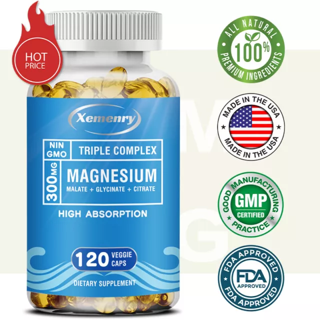 Triple Magnesium Complex 300 Mg - Muscle and Bone Health - High Absorption