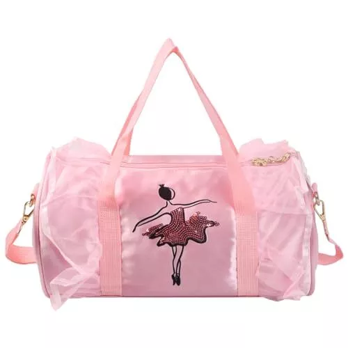 Pinsheng Borsa da Ballo per Ragazze, Borsa da Ballo per Danza Rosa (k2t)