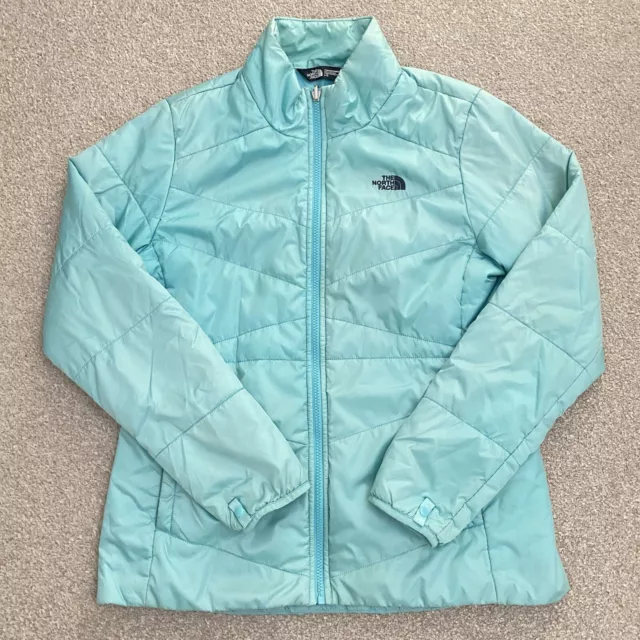 THE NORTH FACE Womens Quilted Puffer Jacket Teal Blue Full Zip Size Small 8