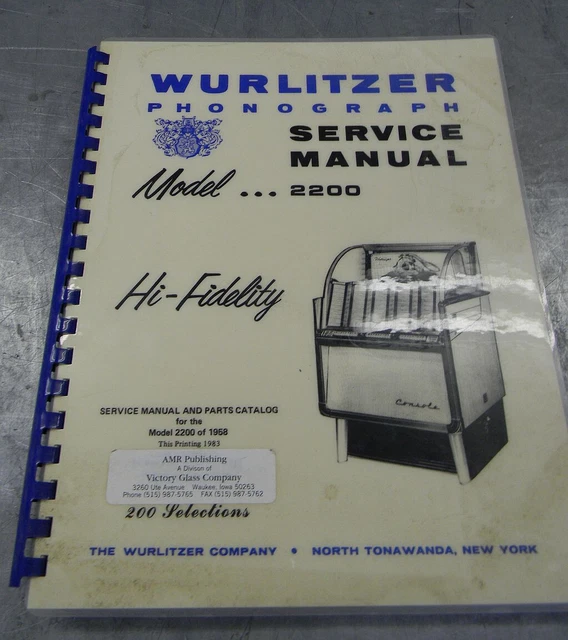 Wurlitzer Hi-Fidelity Phonograph Service Manual Model 2200 1958