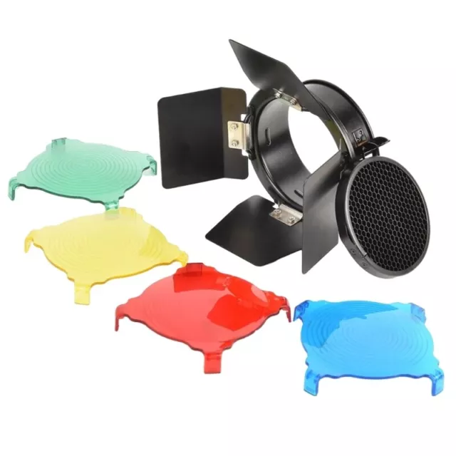 Flash Diffuser Set Lighting Control BD-03 Barn Door with Grid and Color Filters