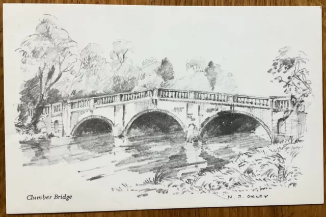 Clumber Bridge Worksop N S Oxley Art Postcard National Trust