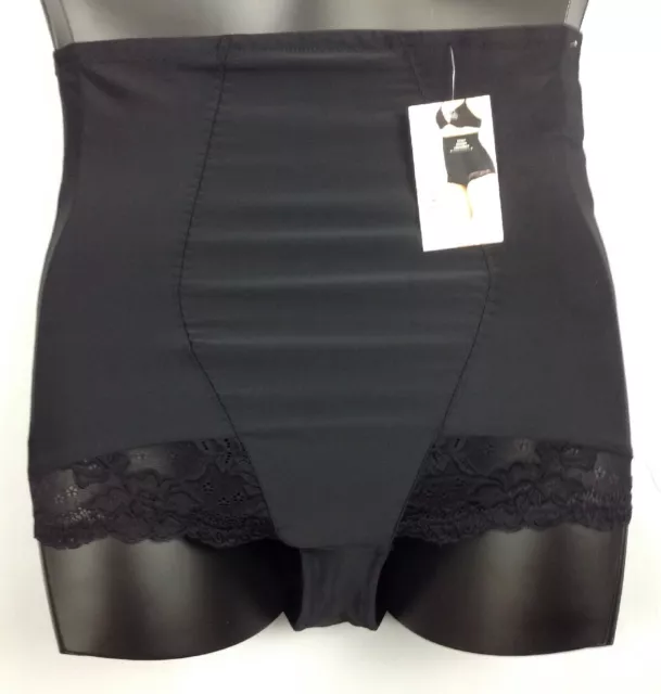 NWT 2X 3X Dressbarn Nylon Lace High Waist Brief BLACK Smooths Shapes Lifts