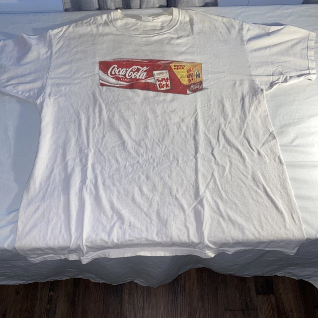 Vintage 90s Coca Cola Fridge Pack Promo White T-Shirt 2XL Double Sided