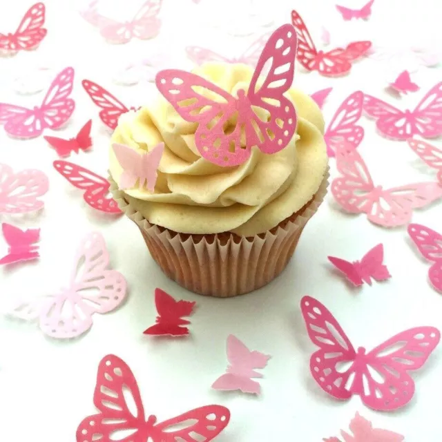 COMMESTIBILI DECORAZIONE PER Torte Farfalle Muffin Nuovo Pink Rosa