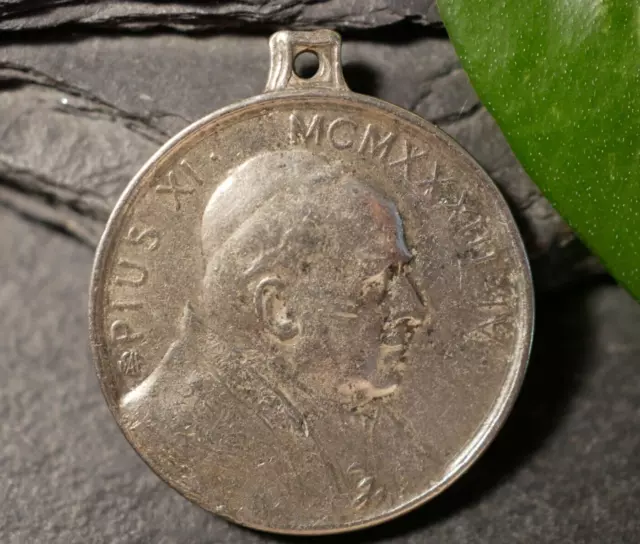 Silberfarbene Pilger Medaille Anhänger Wallfahrt Pius XI MCMXXXIII-IV Jubilaeum