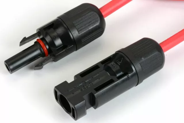 1 Pair 25 ft Solar Panel Extension Connector 12 AWG PV Cable Wire Blk/Red 3