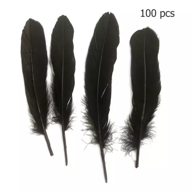 T0# 100pcs Natural Goose Feather DIY Dreamcatcher Wedding Decor Plume (Black)