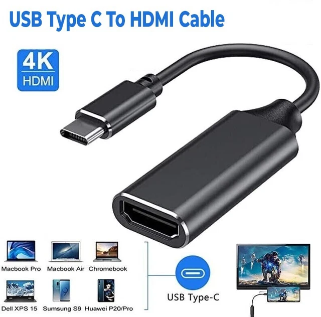 USB Type C to Female HDMI Cable 4K Adapter For Mac Samsung S Series Huawei UK