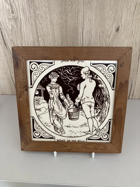 Antique Victorian Minton Hollins 6" Tile Nursery Rhyme Jack and Jill MOYR SMITH