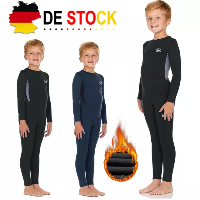 Thermo Unterwäsche Funktionswäsche Kinder Fleece Unterhemd lange Unterhose Set