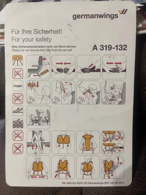 germanwings Airbus A319-132 Safety Card June 2013