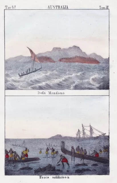 Marquises Îles Français Polynesia Oceania Australia Lithographie 1840