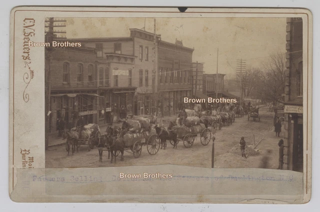 1890s Cotton Farmers Sell Bales on Street Burlington NC Mounted Cabinet Photo 1890s Cotton Farmers Sell Bales on Street Burlington NC Mounted Cabinet Photo
