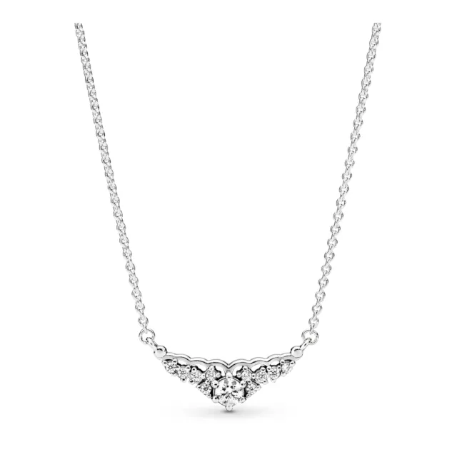 Brand Authentic 100% 925 Silver Fairytale Tiara Necklace 396227CZ-45CM Gift