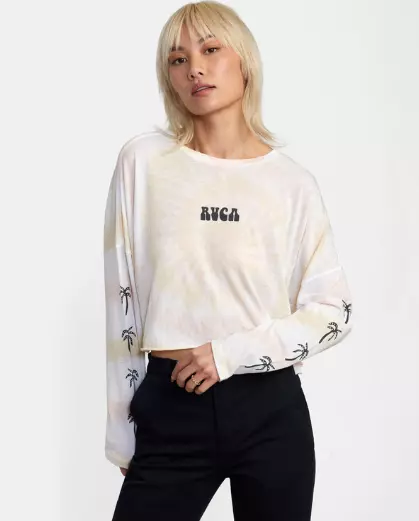 RVCA Women's Palms Long Sleeve Top Tee Size L/12 Multi Colored New With Tags