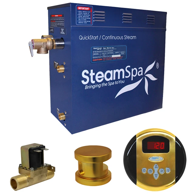 Generador de baño de vapor SteamSpa OA900-A Oasis 9 KW QuickStart - dorado