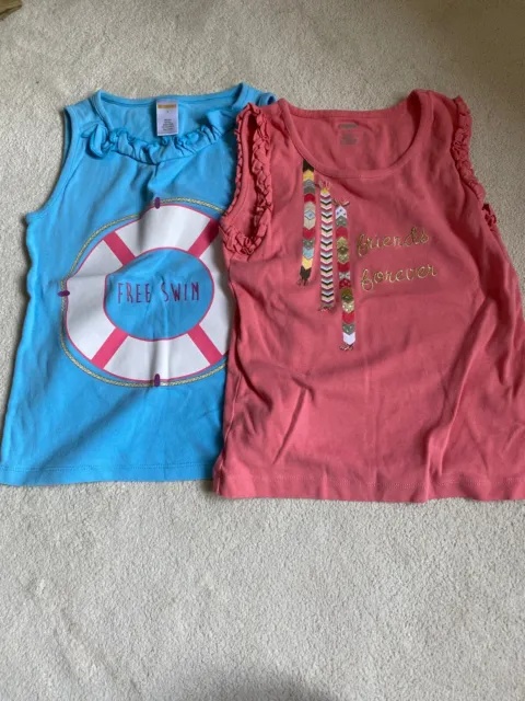 Girls T-shirt Vest Tops Summer Age 7 Gymboree Bundle Vgc Pink Blue