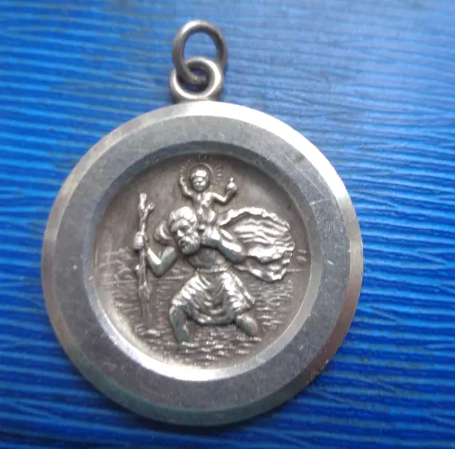 GROSSER Vintage Sterlingsilber St. Christopher Anhänger - gestempelt 1975 London