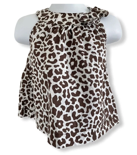 CARTERS Baby Girl Infant Brown Leopard Print Sleeveless Shirt Tank Sz 9 Months