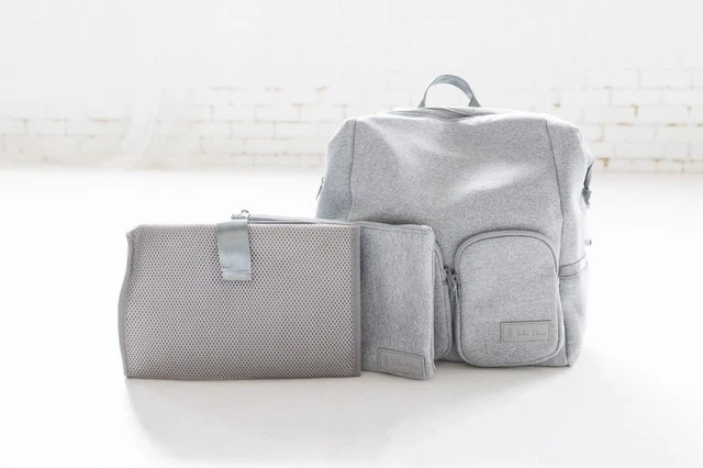 Grey Neoprene Baby Diaper Bag + Change Pad + Wet Bag