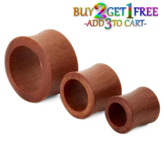 Pair 8g-30mm SAWO WOOD TUNNELS Double Flare Gauges Plugs Organic Ear Plugs 1141