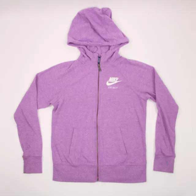 Nike Jacket Girl's Large Purple Full Zip Long Sleeve Hooded Active Casual Youth