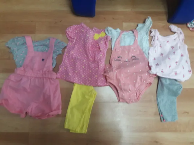 Baby Girl 6 Months Clothes outfits lot summer  pink overalls cute EUC Carter's